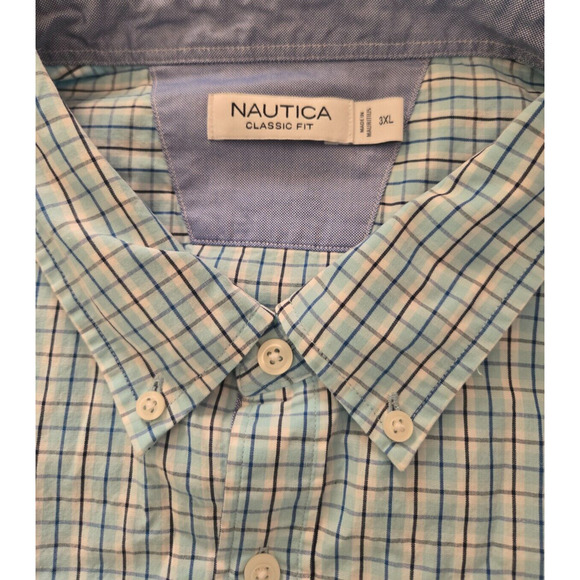 NAUTICA Mens Oxford Blue Plaid Classic Fit Button Down Shirt 3XL‎ RN67835 - Picture 4 of 12